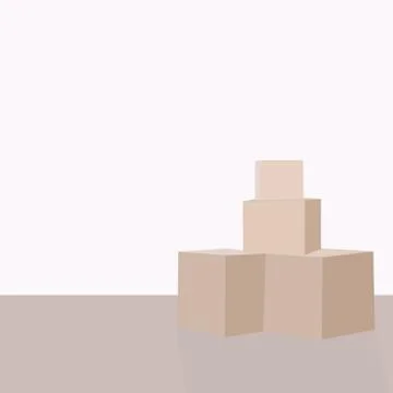 Pile of parcel boxes, stacked sealed goods in cardboard. Realistic packages Stock Illustration