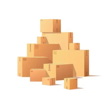 Pile Parcel Cardboard Boxes Stacked Sealed Goods Stock Illustration