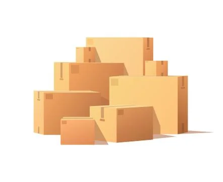 Pile Parcel Cardboard Boxes Stacked Sealed Goods Stock Illustration