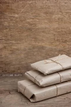 Pile parcel wrapped 스톡 사진