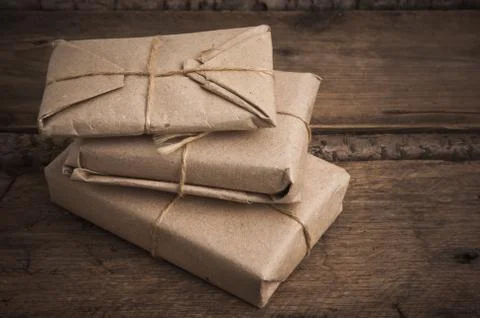 Pile parcel wrapped 스톡 사진