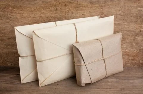 Pile parcel wrapped Stock Photos