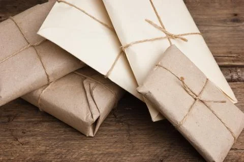Pile parcel wrapped 스톡 사진