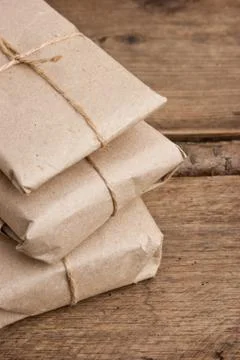 Pile parcel wrapped 스톡 사진
