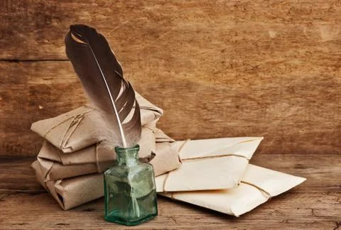 Pile parcel wrapped Stock Photos
