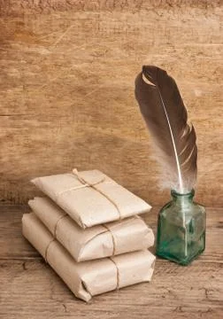 Pile parcel wrapped Stock Photos