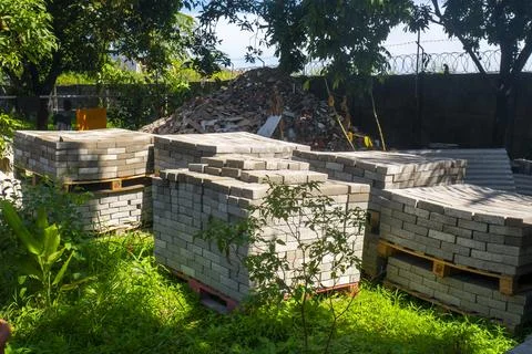 Pile of paving blocks Stock Photos