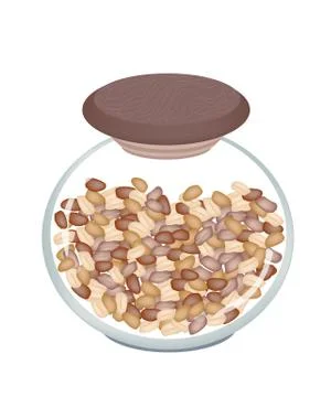 A Pile of Peanuts in A jar Stock Illustration