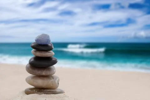 Pile of pebbles at the beach Stock Photos