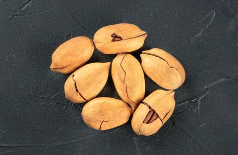 Pile pecan nut in shell Stock Photos