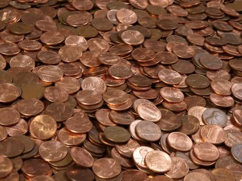 Pile of pennies Stock Photos