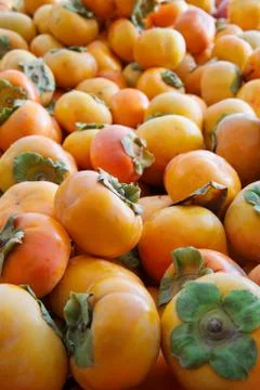 Pile of persimmons Stock Photos