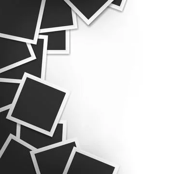 Pile photo frames on white with shadow background. Photo frames. Stock Illustration