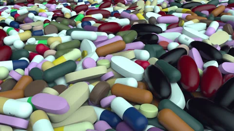 Pile Of Pills - 3d render looped. Stock Footage 167546360