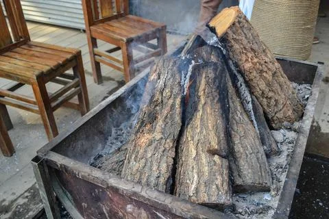 Pile of pine firewoods Stock Photos