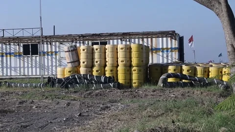 Pile of pipe floats Stock Footage 157760653