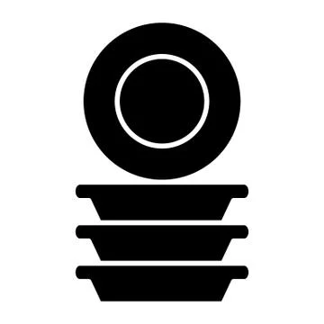 Pile of plates solid icon. Dishes vector illustration isolated on white. Stack Stock Illustration