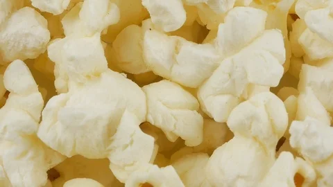 Pile of popcorn closeup macro shot Stock Footage 102187774