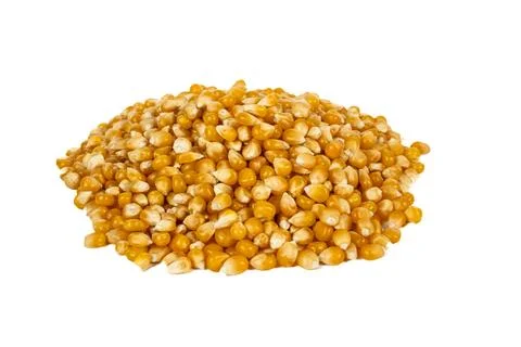 Pile of popcorn corn kernels isolated on white background Stock Photos