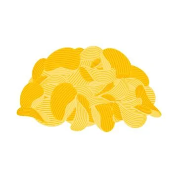 Pile potato chips isolated. Fast food. fried potatoes vector illustration Stock Illustration