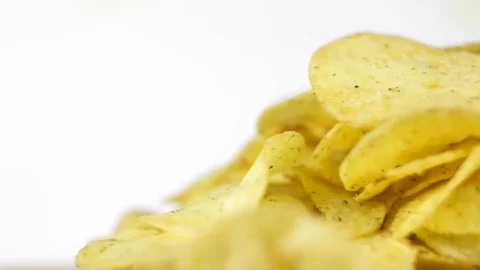 Pile of Potato Chips Rotating Stock Footage 82941285