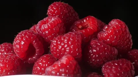 Pile of raspberries rotating Stock Footage 55094050