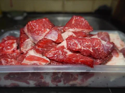 A pile of raw beef Stock Photos