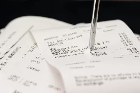 Pile of receipts Stock Photos