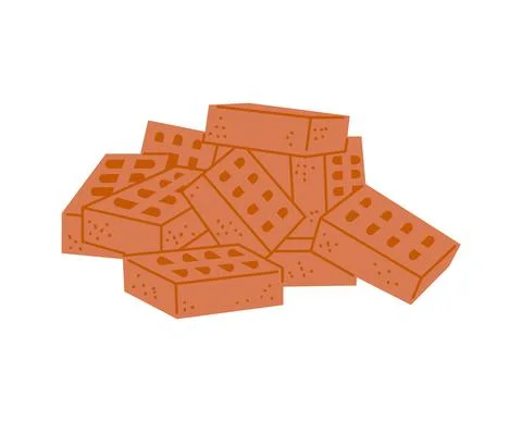Pile of red bricks, building material a vector isolated illustration Ilustración de archivo