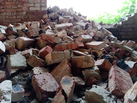 A pile of red bricks. 写真素材