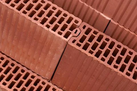 Pile of red bricks Stock Photos