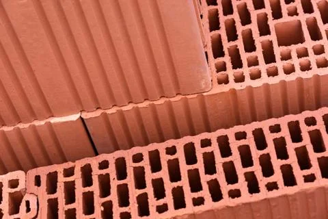 Pile of red bricks Stock Photos