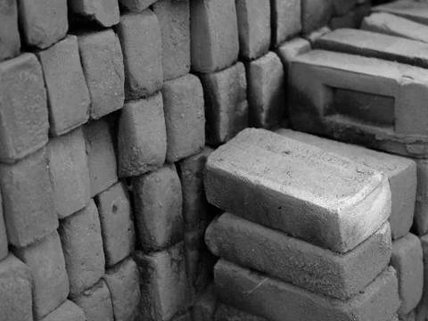 PILE OF RED CLAY BRICKS Stock Photos