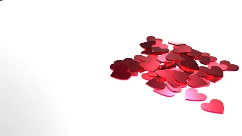A Pile of Red Hearts Falling and Setting on a White Background, 4k Vidéo 229604119