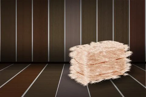 A pile of rice straw in The Barn Stock Illustration