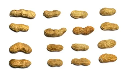 Pile of roasted peanuts on a white background Stock Photos