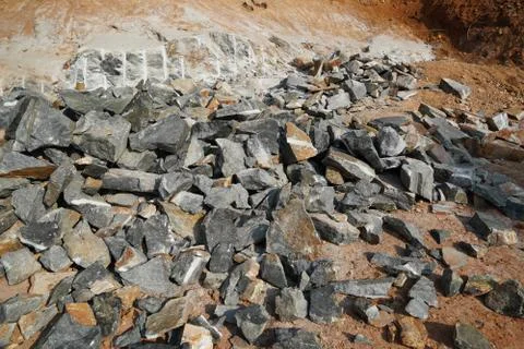 Pile Of Rocks I.E. Lithium Mining And Natural Resources Like Limestone Mining Stock Photos
