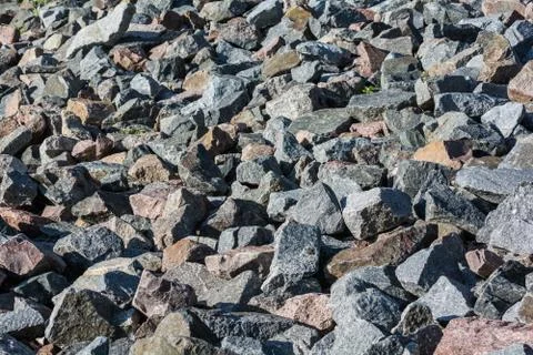 Pile of rocks on lakeside Foto stock