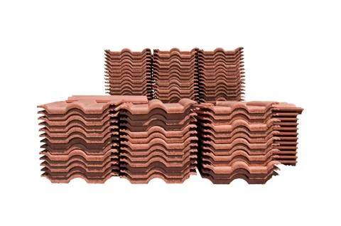 Pile of roofing tiles packaged. Stockfoto's
