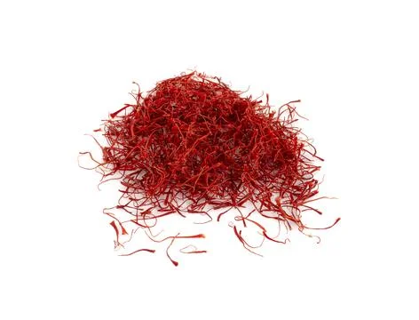 Pile of saffron threads an isolated on white background Stock Photos
