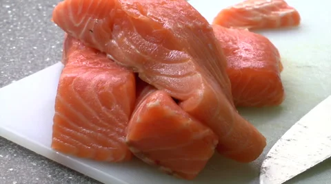 A pile of salmon steaks Stock Footage 49988148
