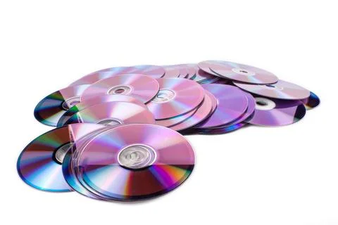 Pile of Scattered Compact Discs Outdated Data Storage Isolated Stock Photos