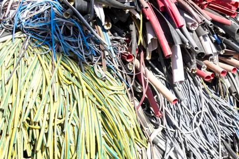 A pile of scrap plastic cables Stock Photos