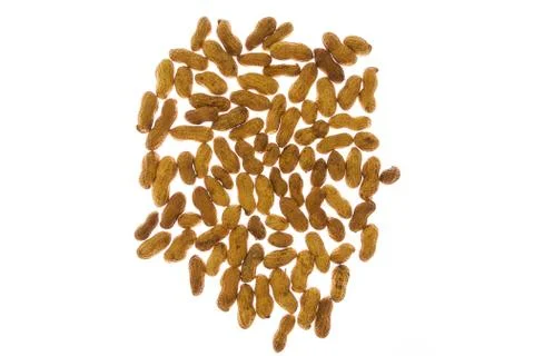 Pile of shelled peanuts isolated on white background Stock-Fotos