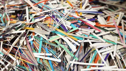 Pile of shredded paper. Document shredding, identity theft and fraud concept Stock Footage 257038883