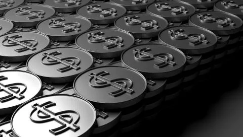 A pile of silver coins. Stock Illustration