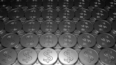 A pile of silver coins. Stock Illustration