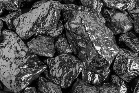 Pile of silver nuggets as background, top view Stock Photos