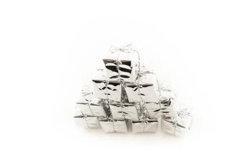 Pile of Silver Presents Stock Photos