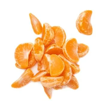 Pile of slice sections of tangerine isolated over the white background Stock Photos